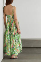 Thumbnail for your product : Solid & Striped The Melody Shirred Printed Cotton-blend Dress - Green