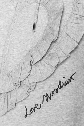 Love Moschino Ruffled Cotton-Blend Jersey Hooded Sweatshirt