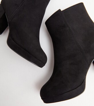 New Look Wide Fit Black Suedette Block Heel Ankle Boots - ShopStyle