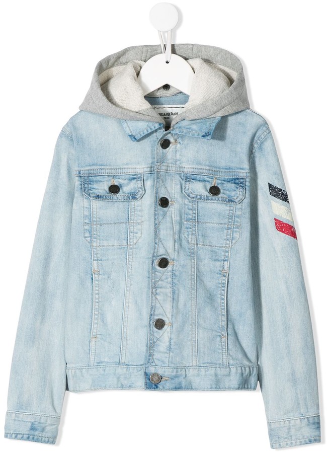 Zadig & Voltaire Kids Noah hooded denim jacket - ShopStyle Boys' Outerwear