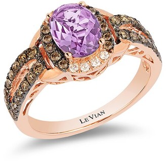 Monary 14k 5.47 Ct Womens Jewellery Rings Tw Diamond & Amethyst Ring 