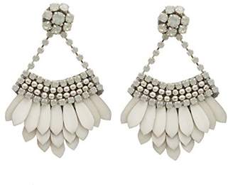 Deepa Gurnani White Enamelled Brass Feather Statement Earrings
