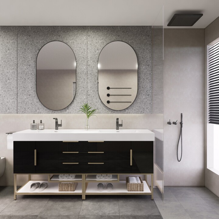 MEBO BATH Noble 72" Freestanding Vanity with Reinforced Acrylic Double