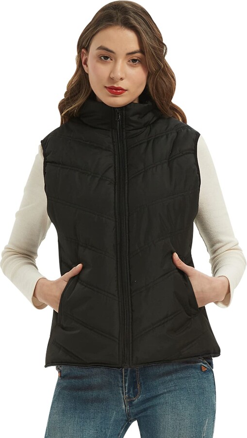 FEOYA Women's Down Gilet Quilted Sleeveless Jacket Stand Collar Lightweight  Vest Zip Up Padded Body Warmer with Pocket Winter Waistcoat Dark Grey XXL -  ShopStyle