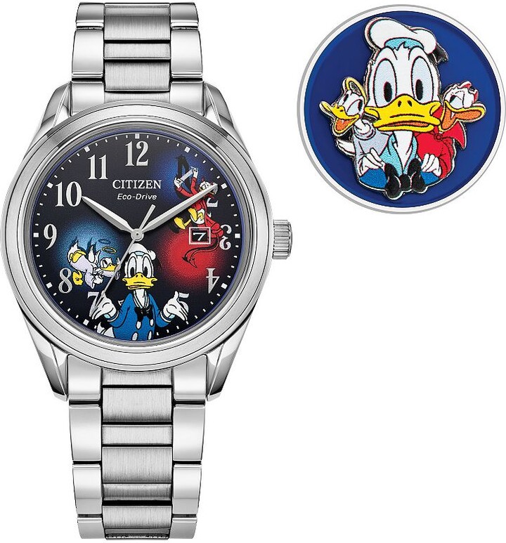 Citizen Disney's Fiesty Donald Duck 90th Birthday Men's Eco-Drive Stainless Steel Watch & Pin Box Set - AW1691-66W