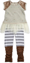 Thumbnail for your product : Baby Sara Sequined Tulle-Trim Tunic, Gray/Multi, 4-6X