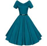 Thumbnail for your product : Shengdilu Women's Vintage 1950s Floral Lace Flare A-Line Dresses Shirtwaist Swing Skaters Evening Tea Dress XXL Green