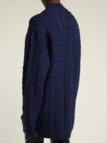 Thumbnail for your product : Loewe Logo Knit Wool Sweater - Womens - Navy