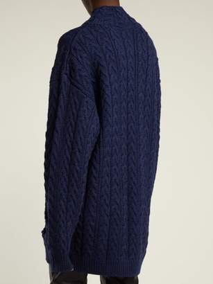 Loewe Logo Knit Wool Sweater - Womens - Navy