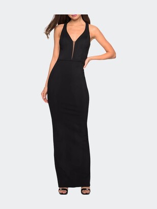 La Femme Body Forming Dress With Exposed Zipper And Slit