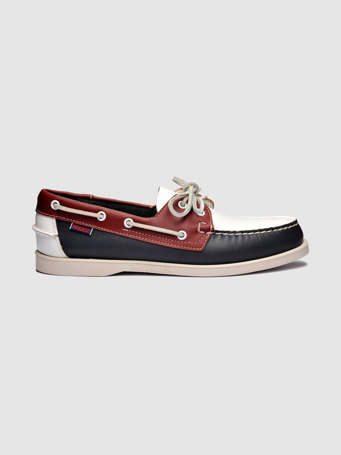 red leather boat shoes