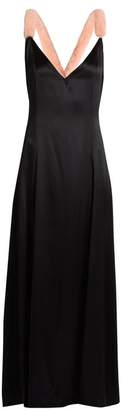 Natasha Zinko Fur Strap Silk Satin Gown - Womens - Black
