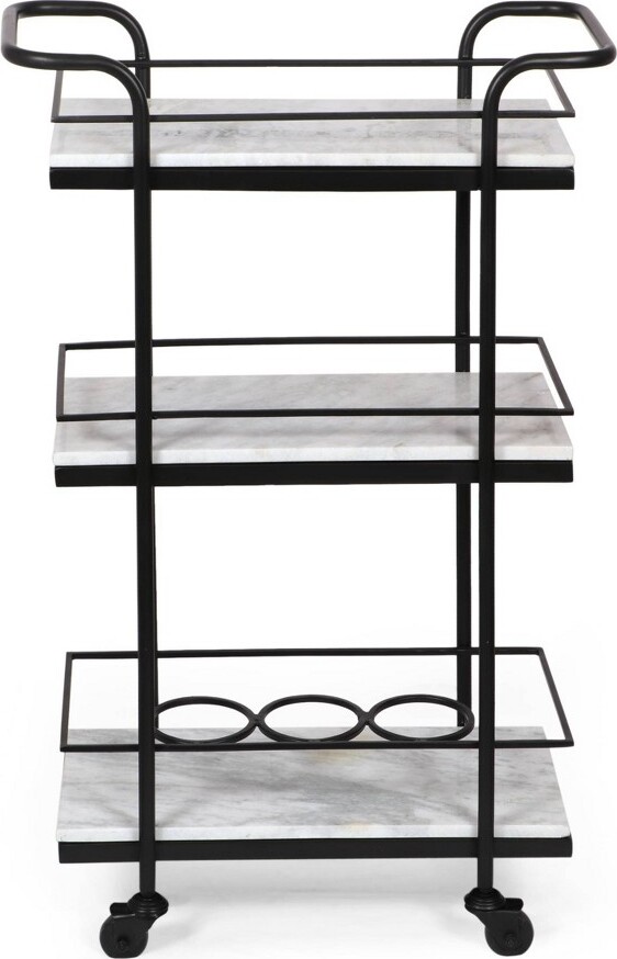 Christopher Knight Home Henri Modern Glam 3 Tier Bar Cart with Marble