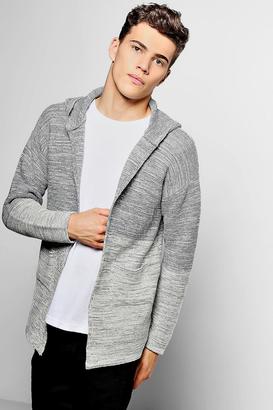 boohoo Grey Ombre Knit Open Hooded Cardigan