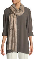 Thumbnail for your product : Eileen Fisher Marble-Print Fringed-Trim Scarf