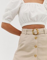 Thumbnail for your product : And other stories & linen button front midi skirt in light beige