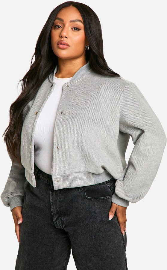 Plus Two Tone Wool Bomber Jacket