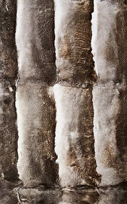 Adrienne Landau Striped Rabbit Fur Throw - Gray