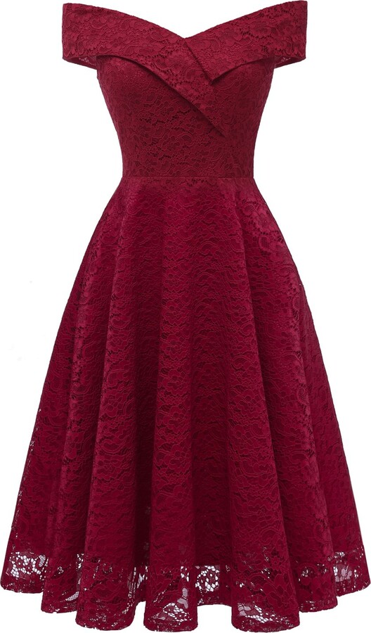 maroon mid length dress