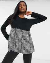 Thumbnail for your product : Asos Maternity   Nursing ASOS DESIGN Maternity nursing button front long sleeve smock top in animal