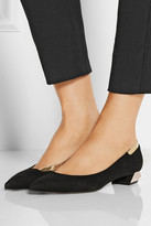 Thumbnail for your product : Fendi Metallic leather-trimmed nubuck pumps