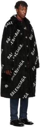 Balenciaga Black Faux-Fur Big Fit Car Coat
