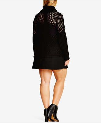 City Chic Trendy Plus Size Pointelle Sweater