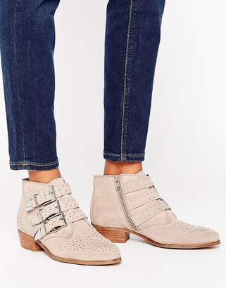 Office Stud Suede Ankle Boots