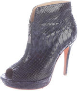 Thumbnail for your product : Alexandre Birman Python Peep-Toe Ankle Boots