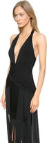 Thumbnail for your product : Herve Leger Sleeveless Fringe Gown