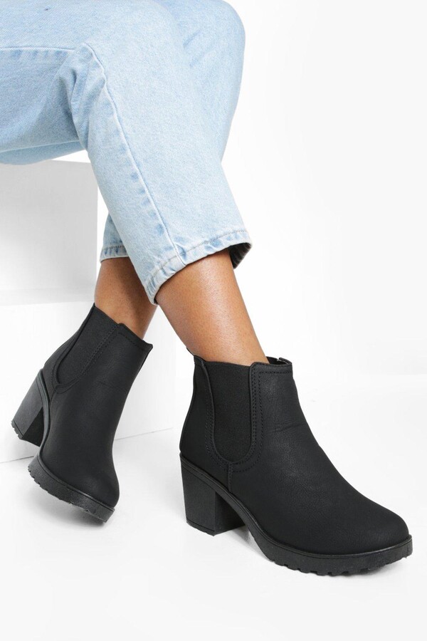 Black Chunky Heel Chelsea Ankle Boots | Shop the world's largest collection  of fashion | ShopStyle UK