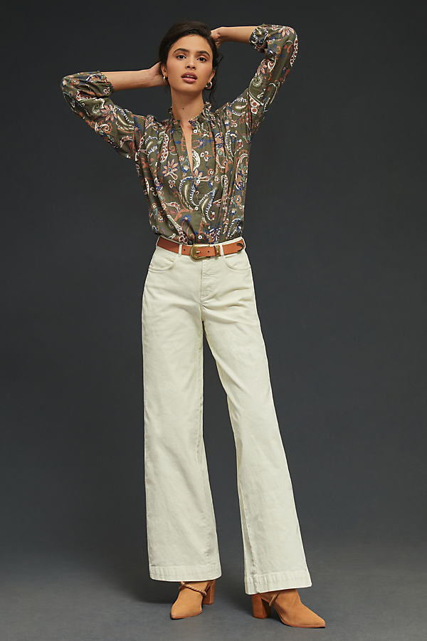 Pilcro The Gwen Wide-Leg Corduroy Pants White ShopStyle