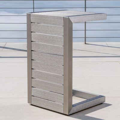 Latitude Run Silver Outdoor Side Table - Space Solution Modern For Courtyards & Construction