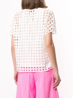 No.21 embroidered eyelet T-shirt