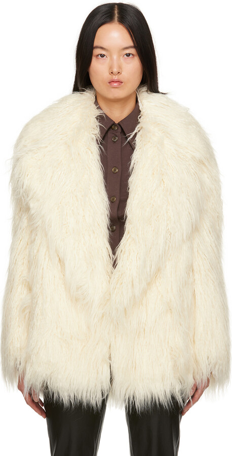 The Frankie Shop Off-White Liza Faux-Fur Jacket - ShopStyle Fur ...