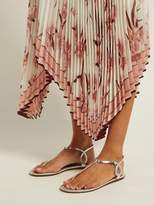 Thumbnail for your product : Aquazzura Almost Bare Flat Metallic Leather Sandals - Womens - Silver