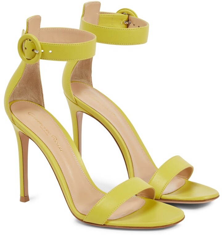 yellow ankle strap heels