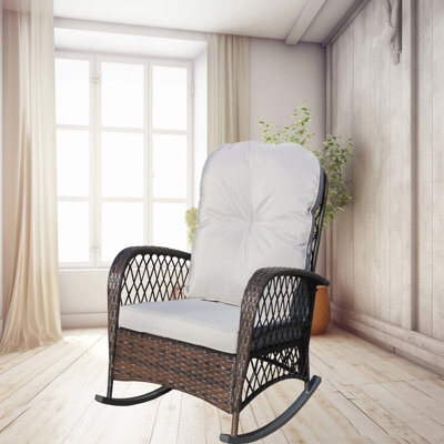 Dakota Fields Outdoor Rocker With Steel Frame And Soft Cushion Thick - Backyard Furniture
