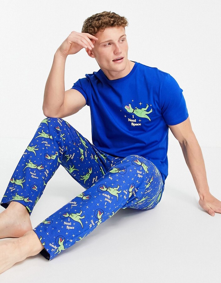 ASOS DESIGN lounge pajama set with dinosaur print - ShopStyle