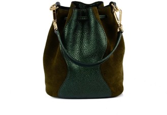 Hiva Atelier Mini Rivus Leather Bag Metallic Green & Khaki Suede
