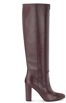 Via Roma 15 High Tube Boot In Burgundy Color In Smooth Leather