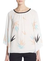 Thumbnail for your product : Vince Camuto Leaf-Print Kimono-Sleeve Top