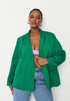 Missguided Plus Size Green Oversized Boyfriend Blazer - ShopStyle