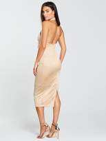 Thumbnail for your product : The Girl Code Lurex Jersey High Neck Midi Dress - Gold
