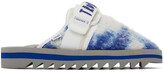 Thumbnail for your product : The Elder Statesman White & Blue Suicoke Edition Dyed Zavo Sandals