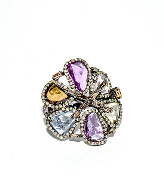 Arthur Marder Fine Jewelry Silver 9.11 Ct. Tw. Diamond & Sapphire Ring