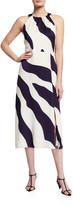 Thumbnail for your product : Milly Mia Zebra-Print Racerback Crepe Dress