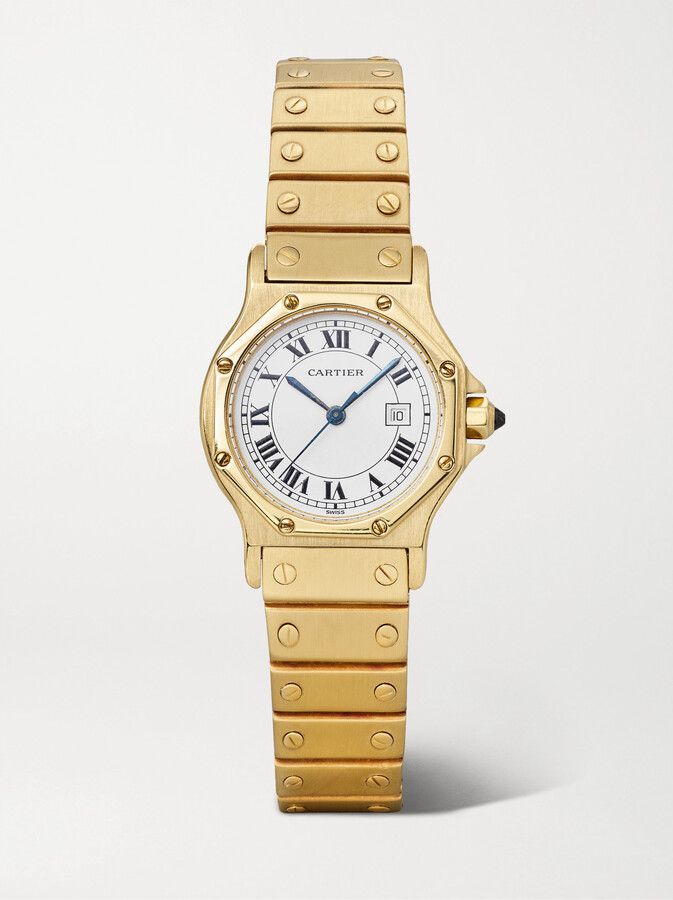 Stephanie Windsor + Cartier Santos Vintage 1980s Octagon Automatic 29mm 18-karat Gold Watch, Ref. No. 2966 (fits Up To 6.5" Wrist) - One size