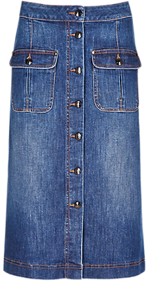 Limited Edition Button Front Denim A-Line Skirt