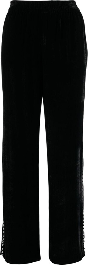 Topshop Tall stretchy velvet cord flare pants in black